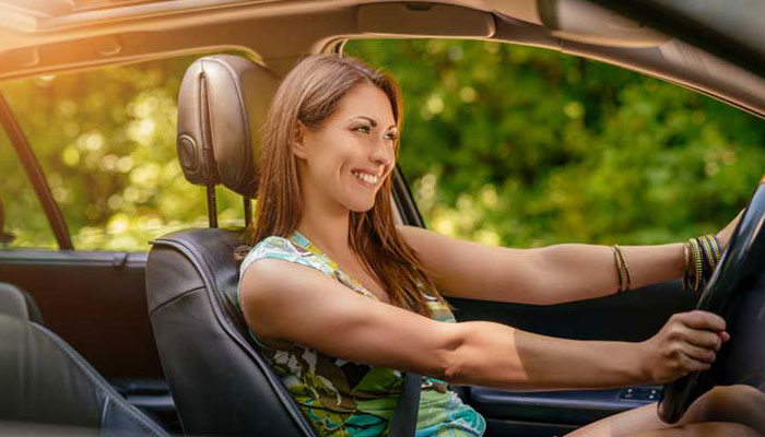  A women driving a car 